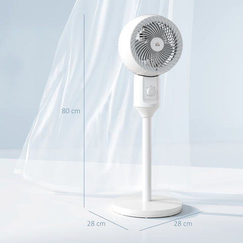 HOMCOM 9'' Air Circulator Fan 3 Speed, 70\'c2\'b0 Oscillation 90\'c2\'b0 Vertical Tilt, Carry Handle, Pedestal Fan, Pedestal Fan for Living Room, Bedroom, Office, White