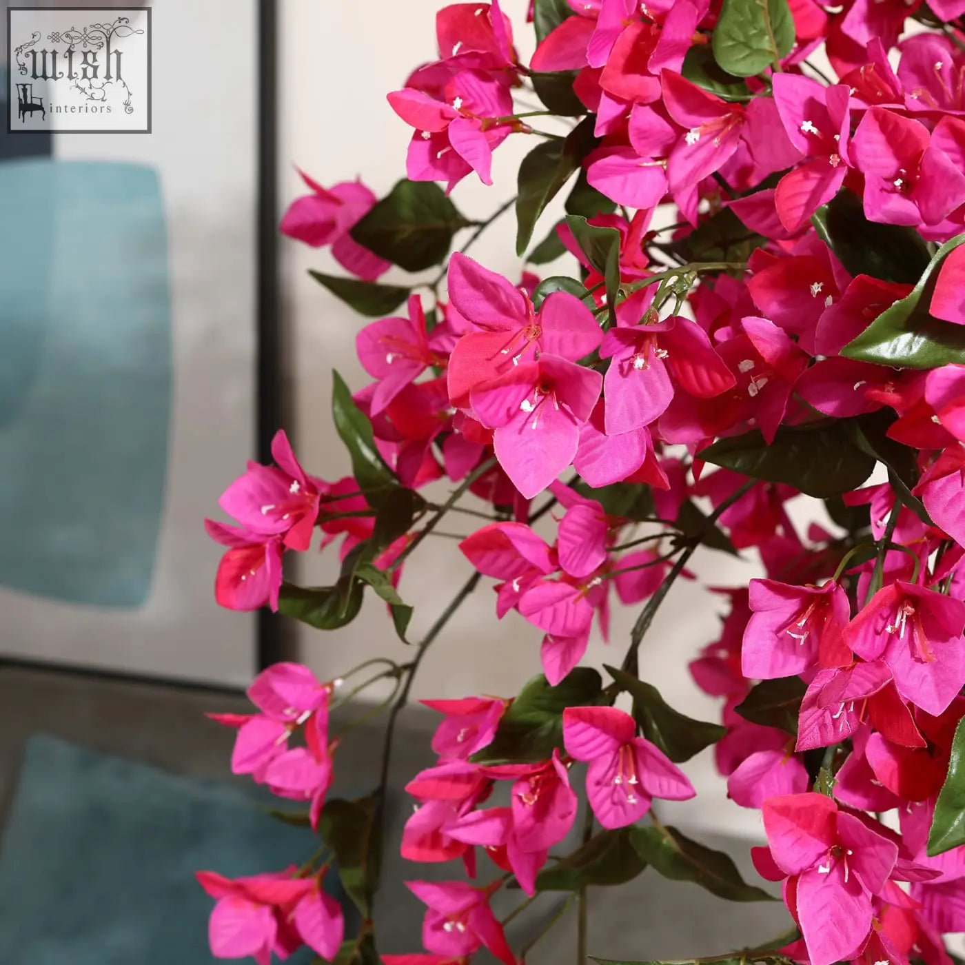 Vibrant pink artificial blossom tree with glossy green leaves in pot ideal for home decor by fopamtri