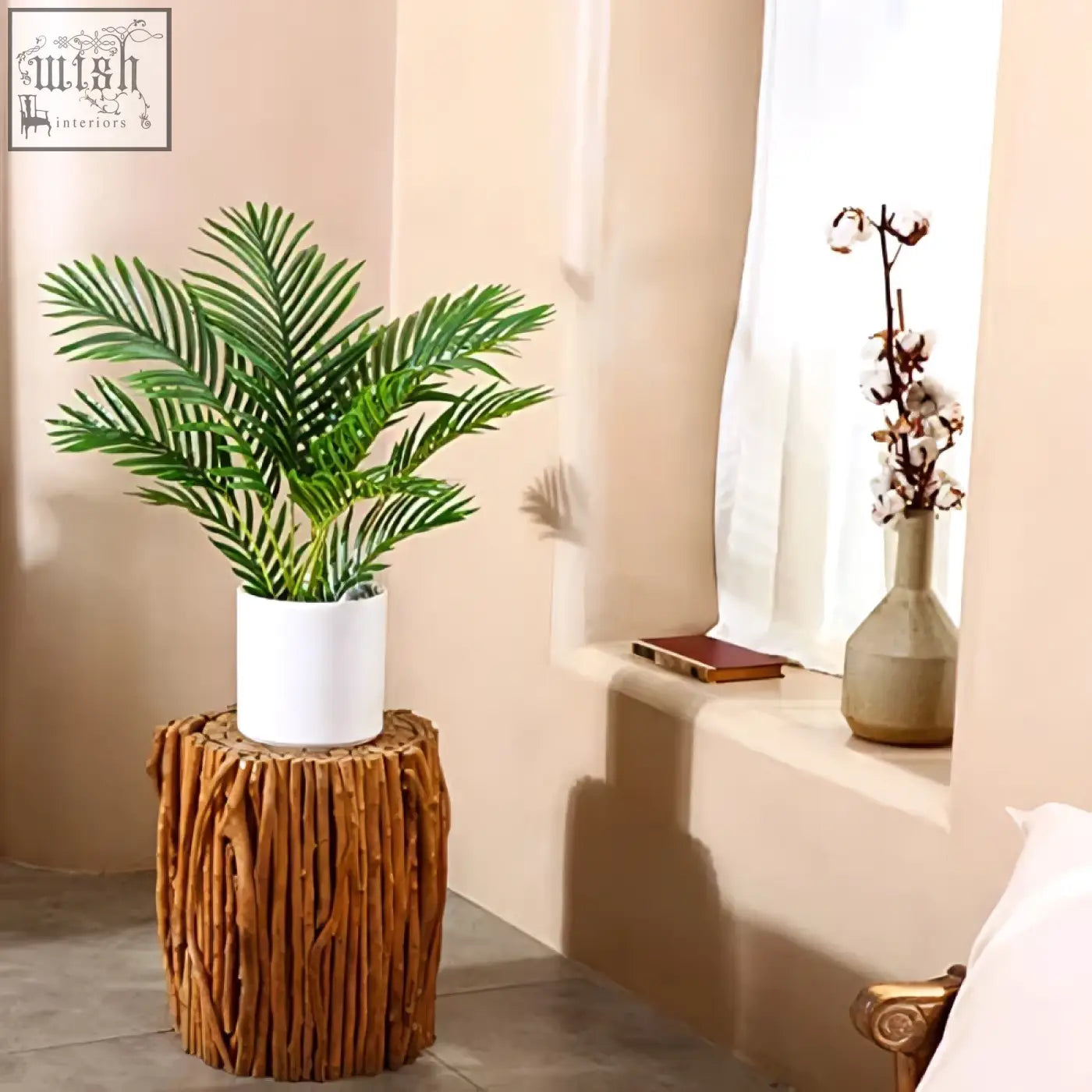 Green areca artificial palm in a white ceramic pot from fopamtri artificial plants perfect for indoor decor