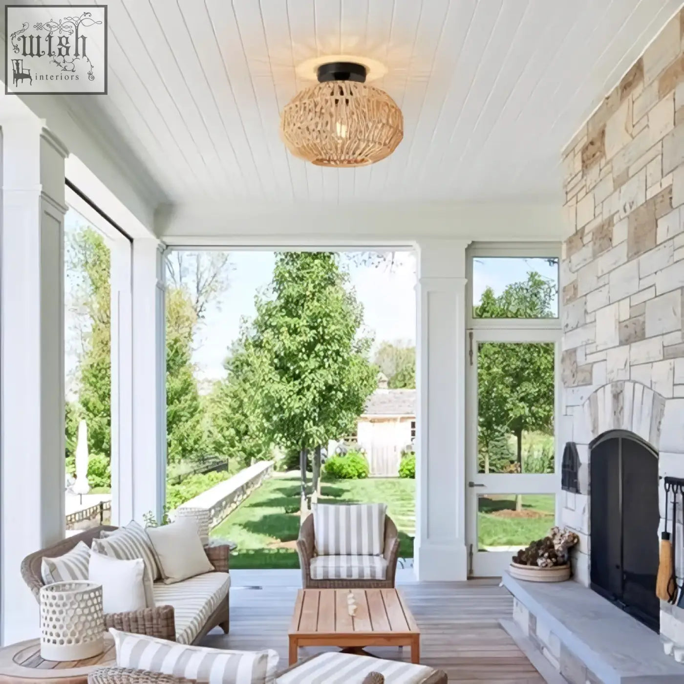 Forcoso rattan lampshade ceiling light with woven natural rattan and warm glow using e27 bulbs for cozy rooms