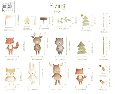 A charming brown deer wall decal with antlers in soft watercolor perfect for forest animals nursery decor