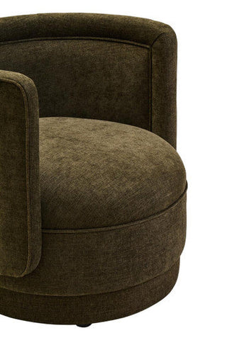 Forest green chenille effect accent chair with rounded cushioned form and soft plush velvet upholstery
