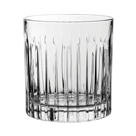 Clear glass forever dof crystal tumbler with vertical ribs and faceted base set of 6 360ml dof crystal glasses