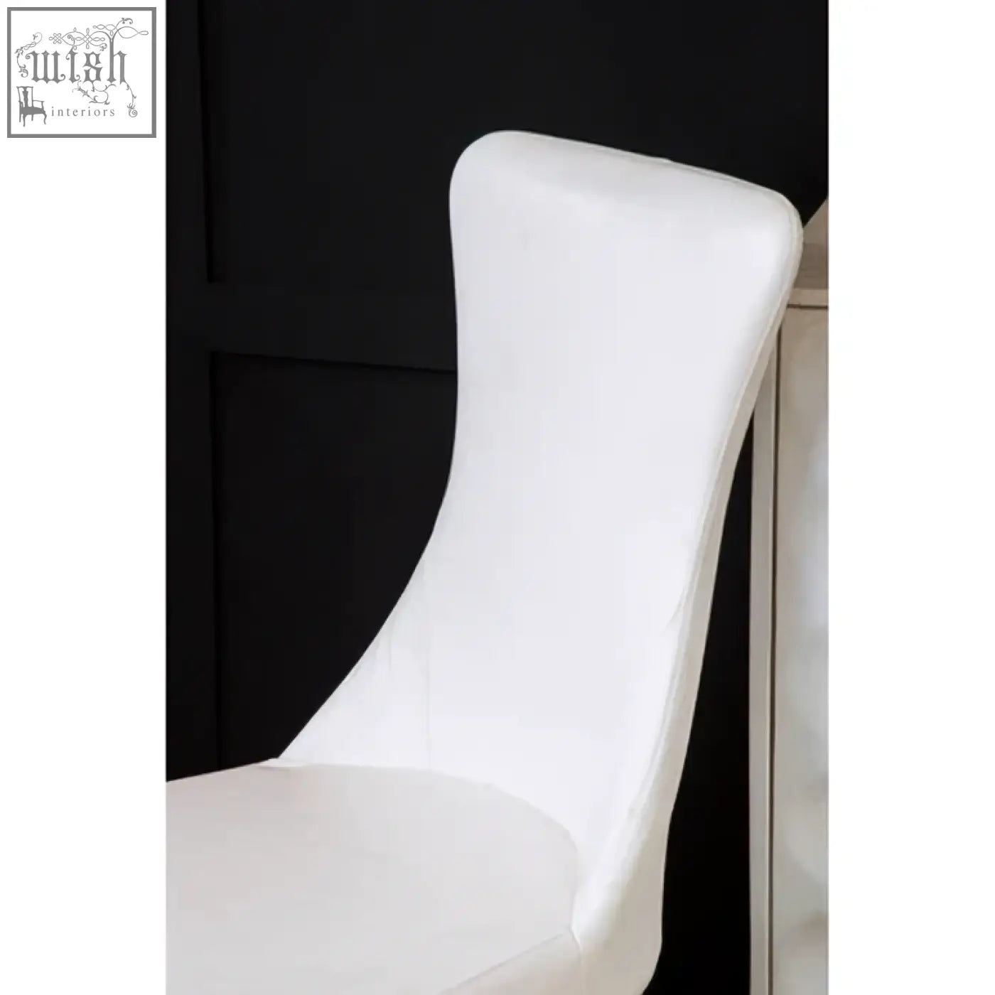 Forli white dining chair with smooth faux leather upholstery and sleek finish stainless steel legs
