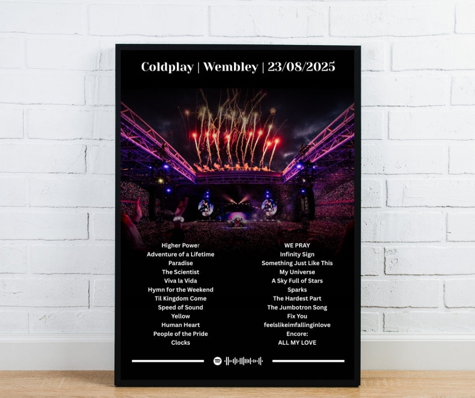 Coldplay Personalised Fireworks Setlist Poster - Coldplay Inspired Print