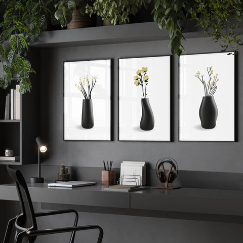 Framed Art Wall | Set of 3 Botanical Wall art Prints