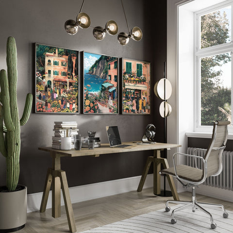 Framed Artwork | Set of 3 Italian Lifestyle Wall art Prints