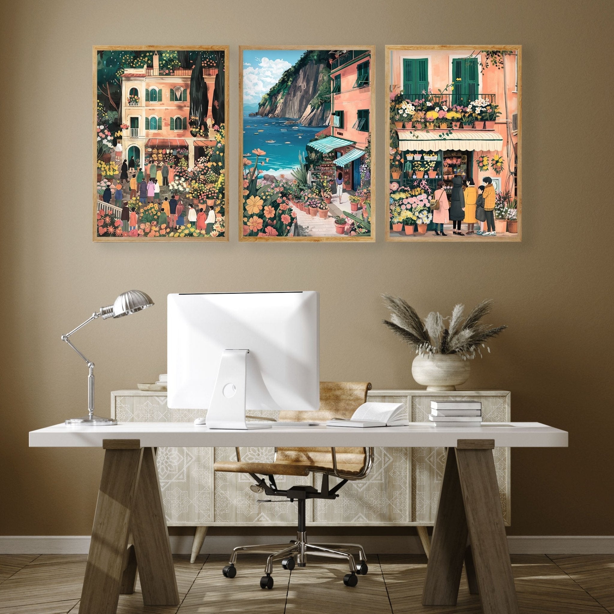 Framed Artwork | Set of 3 Italian Lifestyle Wall art Prints