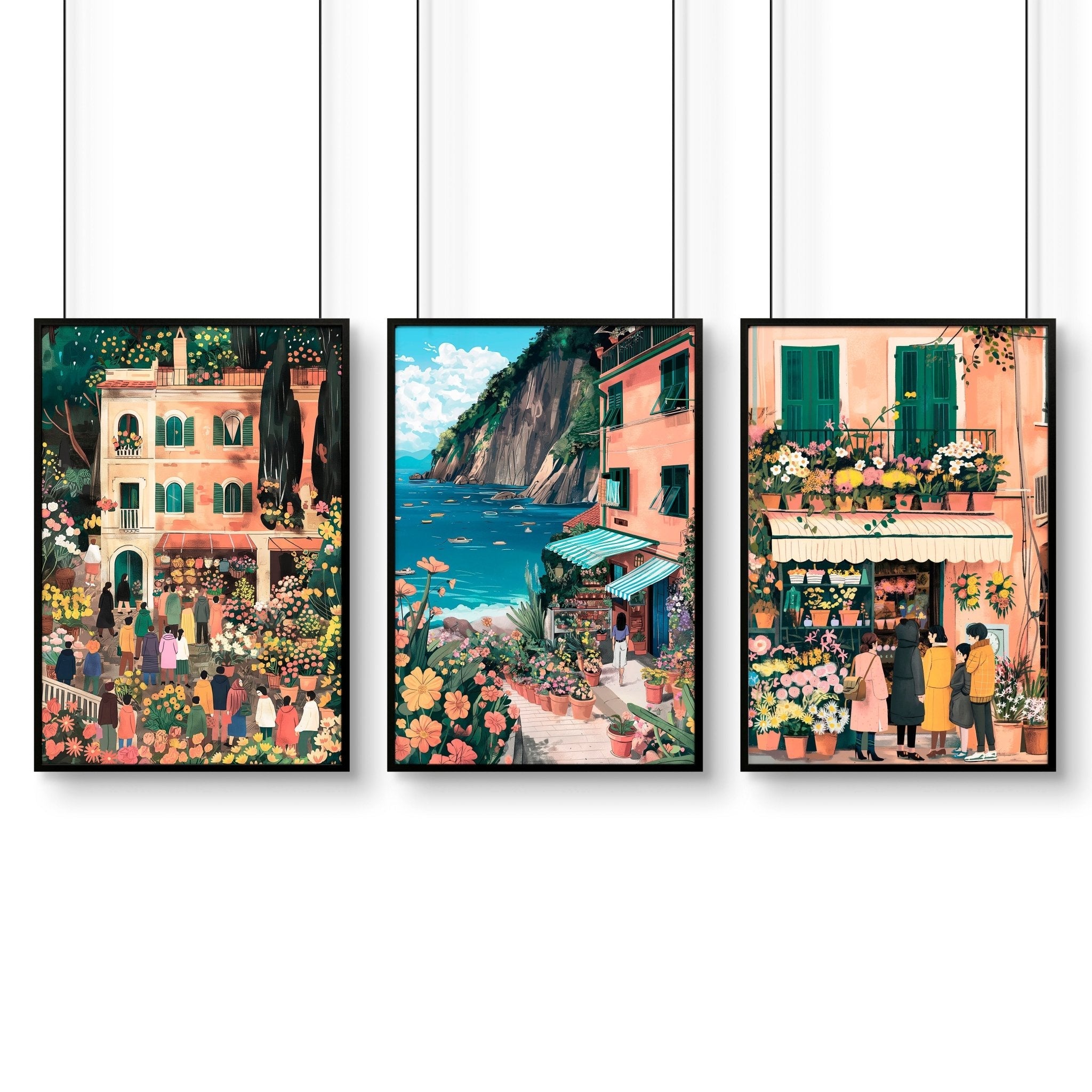 Framed Artwork | Set of 3 Italian Lifestyle Wall art Prints