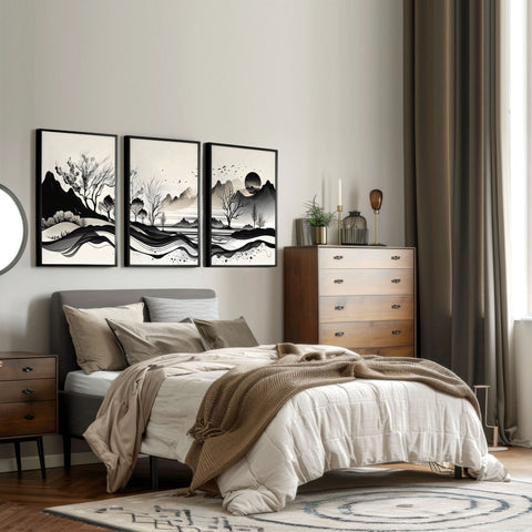 Framed Landscape Wall Art | Set of 3 wall art prints