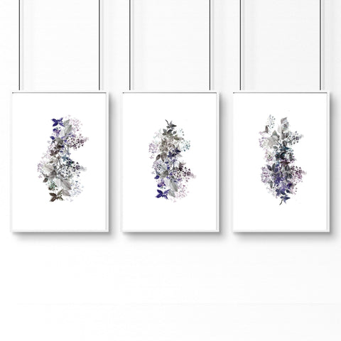 Framed prints bathroom | set of 3 Shabby Chic wall prints
