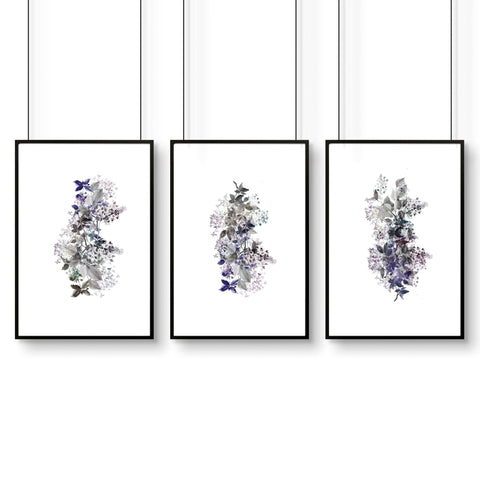 Framed prints bathroom | set of 3 Shabby Chic wall prints