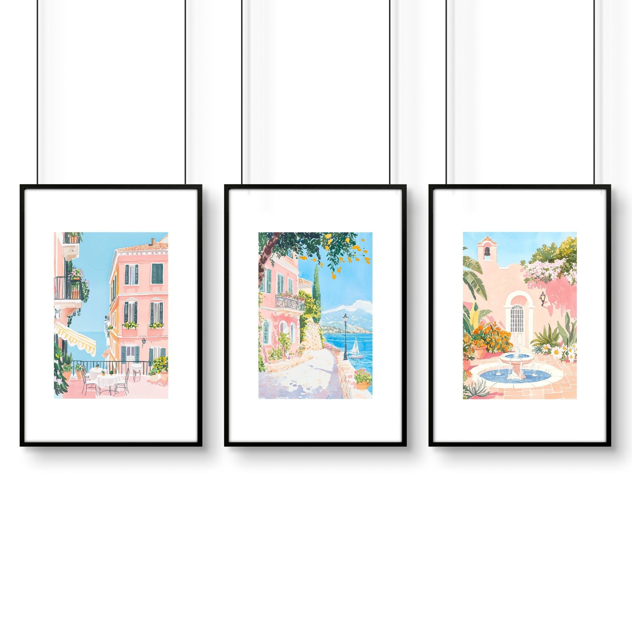 Framed Wall Art Large | Set of 3 Beach Decor Wall art Prints
