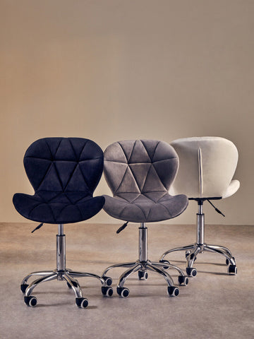Franki Black Velvet Quilted Home Office Chair