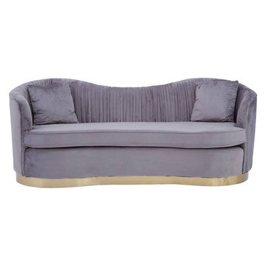 Franza Grey 3 Seat Pleated Velvet Sofa
