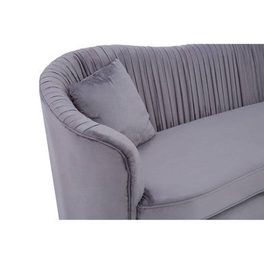 Franza Grey 3 Seat Pleated Velvet Sofa