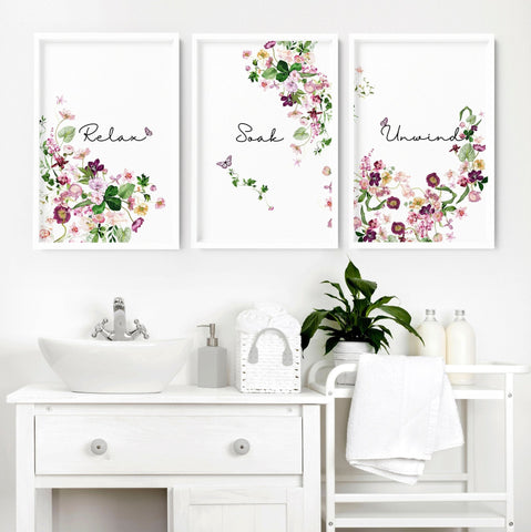 French style country bathrooms | Set of 3 framed wall art