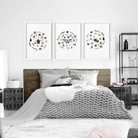 French country bedroom decor | set of 3 framed wall art prints