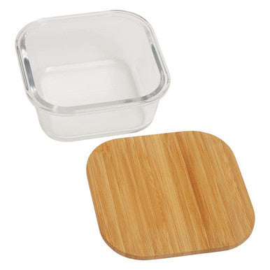 Clear rectangular glass container with bamboo lid freska 520ml glass container perfect for kitchen storage