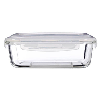 Freska glass container 1520ml clear rectangular meal prep container with transparent lid and silicone seal handle
