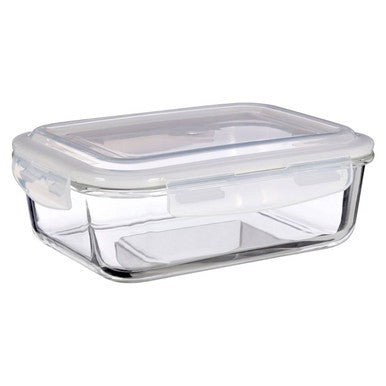 Freska glass container 1520ml clear rectangular meal prep glass container with transparent lid and integrated handles