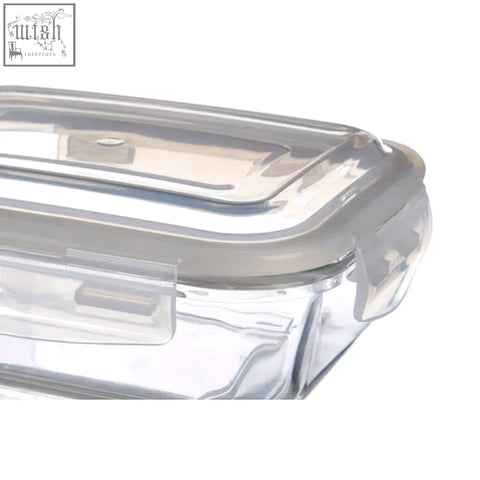 Clear glass container 640ml with transparent lid and gray silicone seal freska glass container for food storage