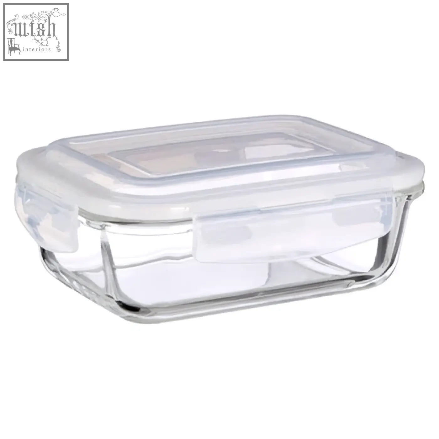 Clear glass freska glass container 640ml with snap-lock transparent plastic lid for secure food storage