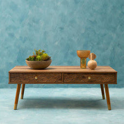 Frida Wood Veneer Coffee Table with 2 Drawers