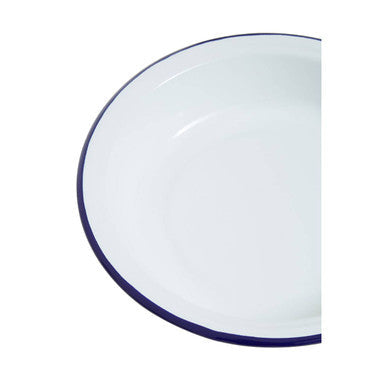 White enamel round pie dish with navy blue rim from scratch 23cm round pie dish for baking pies