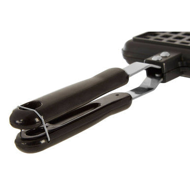 Black rectangular waffle maker with sleek ergonomic handle and metallic hinge perfect for homemade rectangular waffles