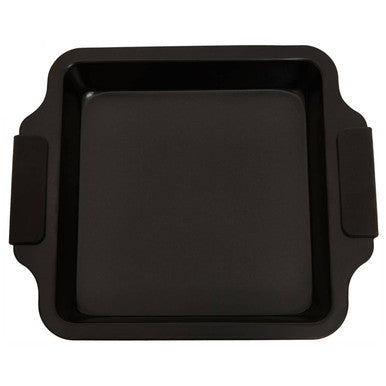 From scratch small black baking tin made of black silicone with integrated side handles for easy handling