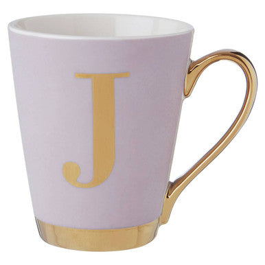 Frosted Deco Lilac Monogram Mug, J