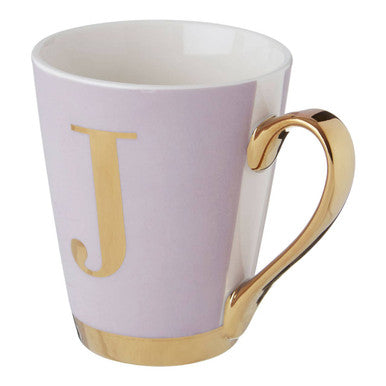 Frosted Deco Lilac Monogram Mug, J