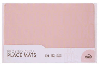 Frosted deco set of 4 pink placemats in sleek white mundo packaging for stylish dining table use