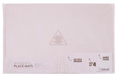 Set of four frosted deco pink placemats with minimalist triangular design for a stylish dining table setup