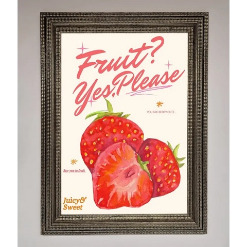 Fruit Yes Please Framed Poster - A3 (29.7 x 42 cm) / Ornate Silver - Framed Print