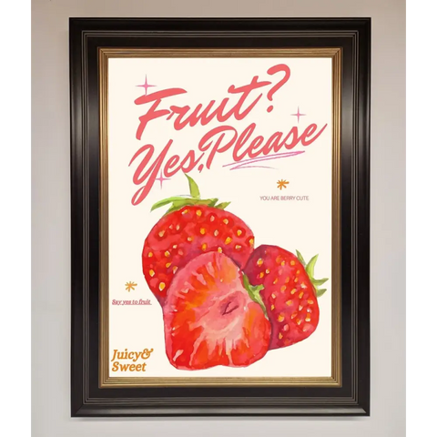 Fruit Yes Please Framed Poster - B0 (100 x 141 cm) / Black Gold - Framed Print