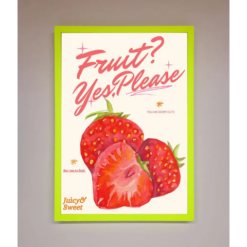Fruit Yes Please Framed Poster - B0 (100 x 141 cm) / Neon Green - Framed Print