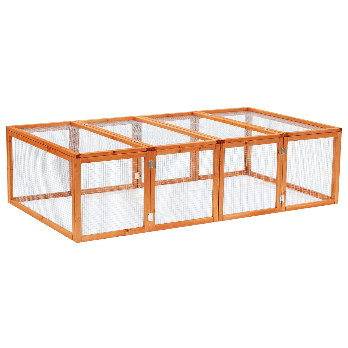 PawHut Wooden Rabbit Hutch Cage 6ft with Wire Mesh, Openable Roof, Play Space for Outdoor, Natural Wood Finish