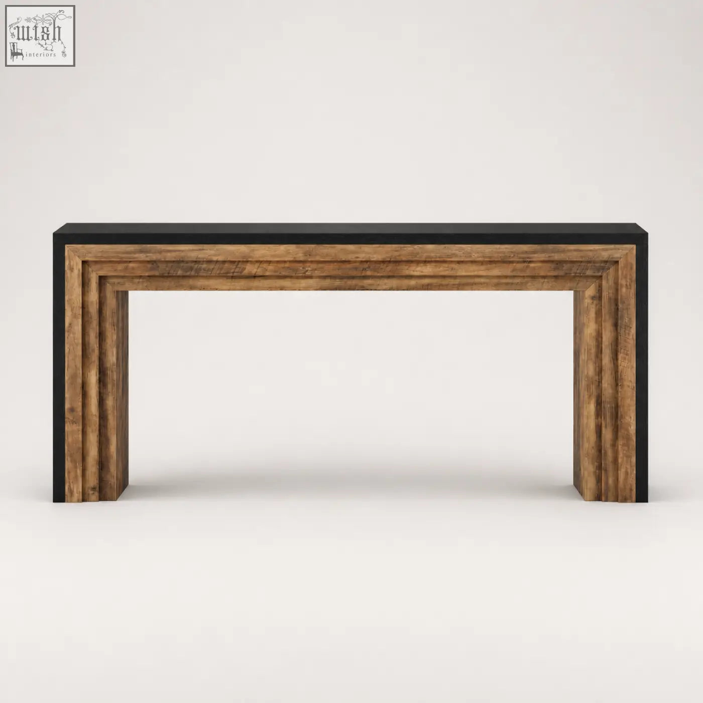 Modern console table with rustic wood frame and black metal accents furniture100 industrial rustic style