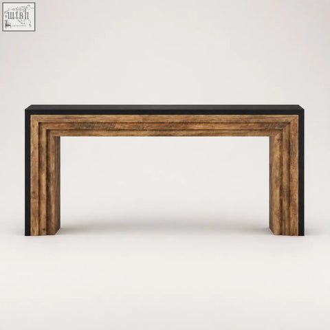 Modern console table with rustic wood frame and black metal accents furniture100 industrial rustic style