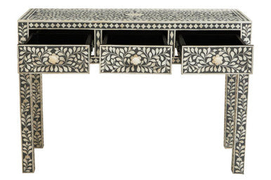 Fusion Bone Inlay Desk with 3 Drawers