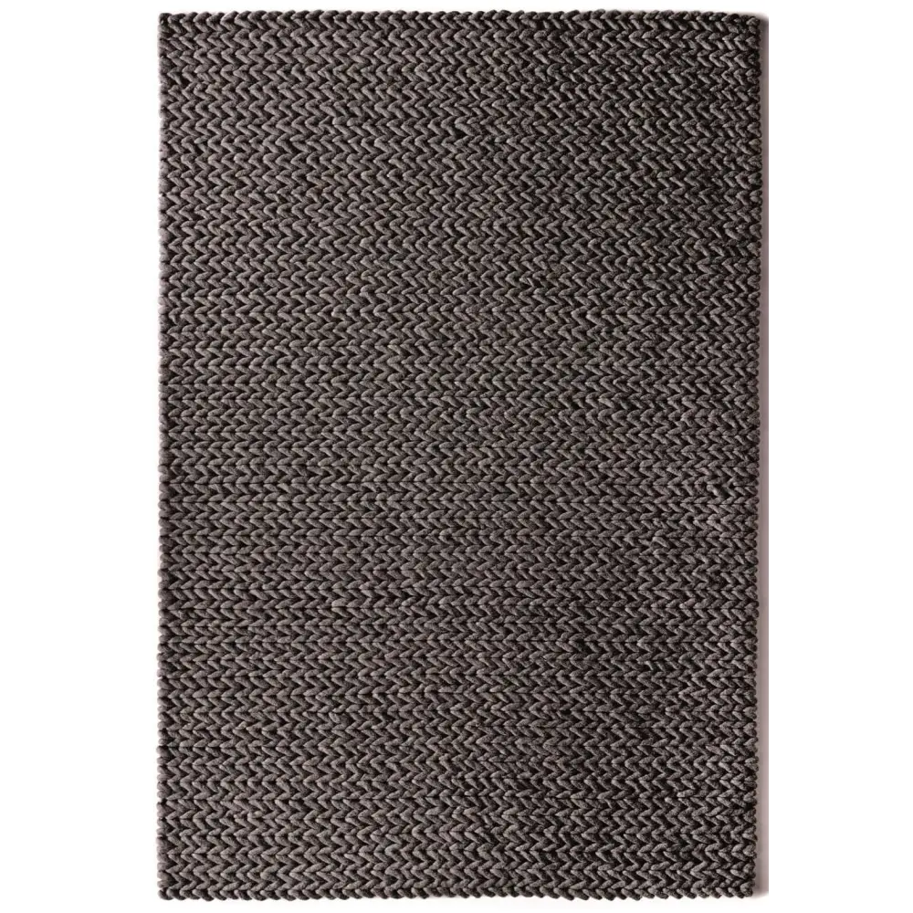 Fusion Dark Grey Braided Wool Rug - Rugs