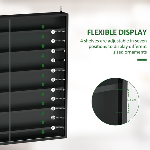 HOMCOM Six Shelf Display Cabinet, with Glass Doors - Black
