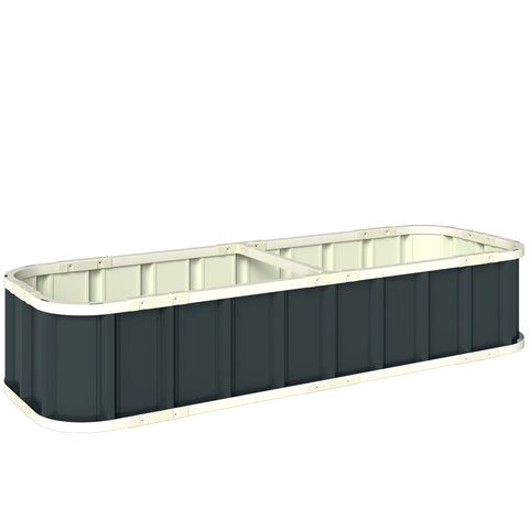 Outsunny Galvanised Raised Garden Bed, 5 x 2 x 1 ft Metal Planter with Gloves and Folded Edging, Dark Grey