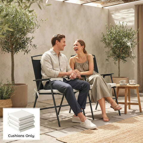 Outsunny Set of 6 Outdoor Seat Cushions with Machine Washable Cover, Water Repellent Seat Cushions Cream White