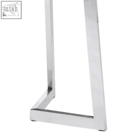 Chrome finished metal leg with sleek angular design on gabar natural bamboo console table leg
