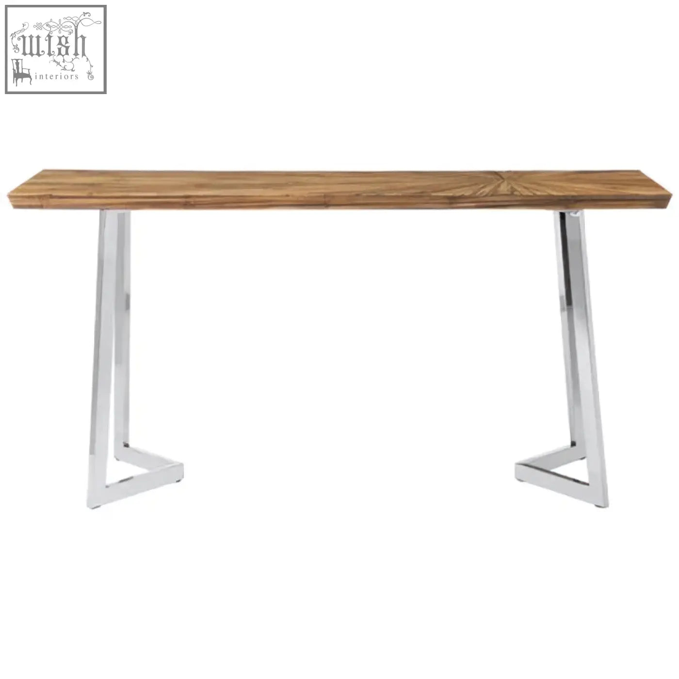 Modern natural bamboo console table with sleek chrome legs perfect for stylish bamboo console table setups