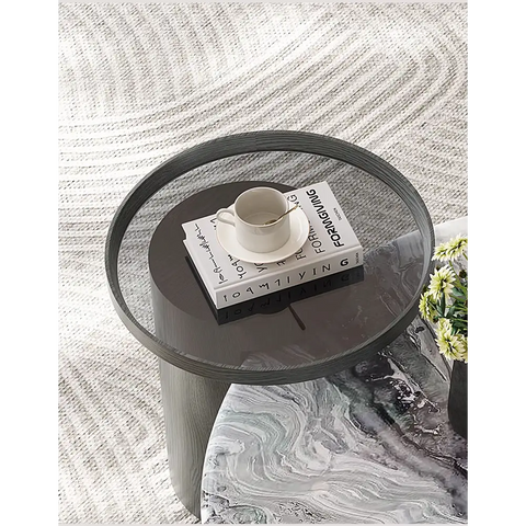 Galatea Round Nesting Marble Coffee Table Marble Top