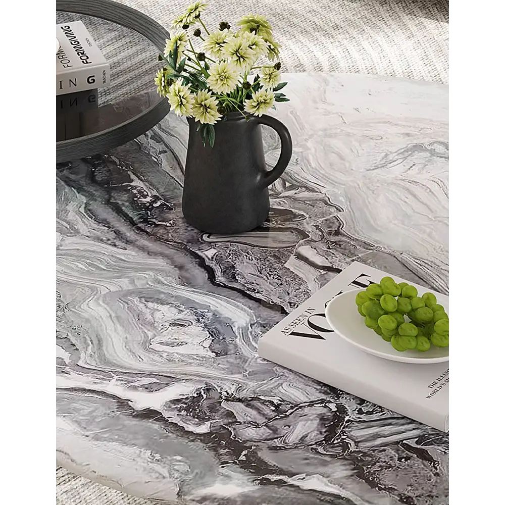 Galatea Round Nesting Marble Coffee Table Marble Top